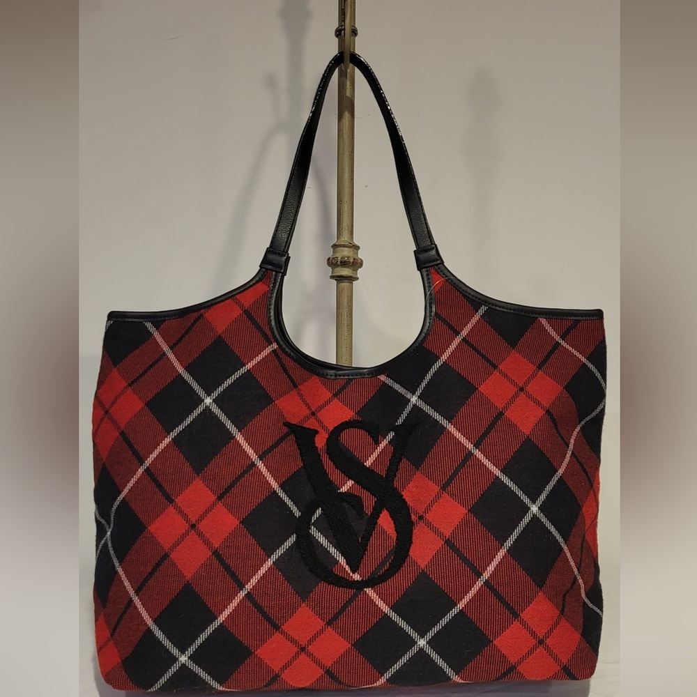 Price Drop..Victoria's Secret red plaid logo tote bag